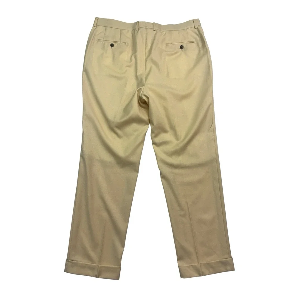 Bespoke Tailored Jacob Young 38x30 Yellow Dress Suit Pants Trousers Wool Pleated